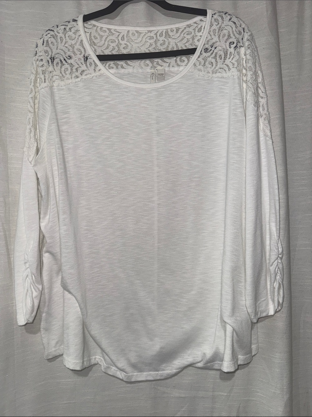 Cato Women's White Lace-Yoke Long Sleeve Top